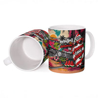 Tropical Christmas In July Candy Cane Surf Ceramic Mug Vibrant Street Art Beach Graffiti Graphic TS04 - Polynesian Pride