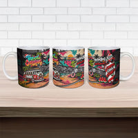 Tropical Christmas In July Candy Cane Surf Ceramic Mug Vibrant Street Art Beach Graffiti Graphic TS04 - Polynesian Pride