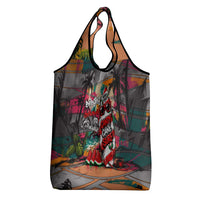 Tropical Christmas In July Candy Cane Surf Grocery Bag Vibrant Street Art Beach Graffiti Graphic TS04 - Polynesian Pride