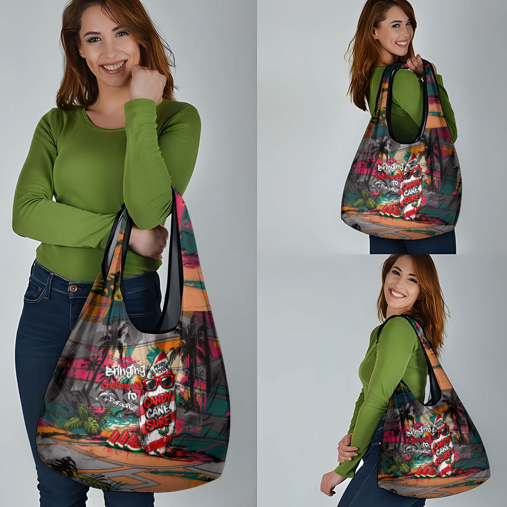 Tropical Christmas In July Candy Cane Surf Grocery Bag Vibrant Street Art Beach Graffiti Graphic TS04 - Polynesian Pride