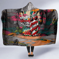 Tropical Christmas In July Candy Cane Surf Hooded Blanket Vibrant Street Art Beach Graffiti Graphic TS04 One Size Orange Grey - Polynesian Pride