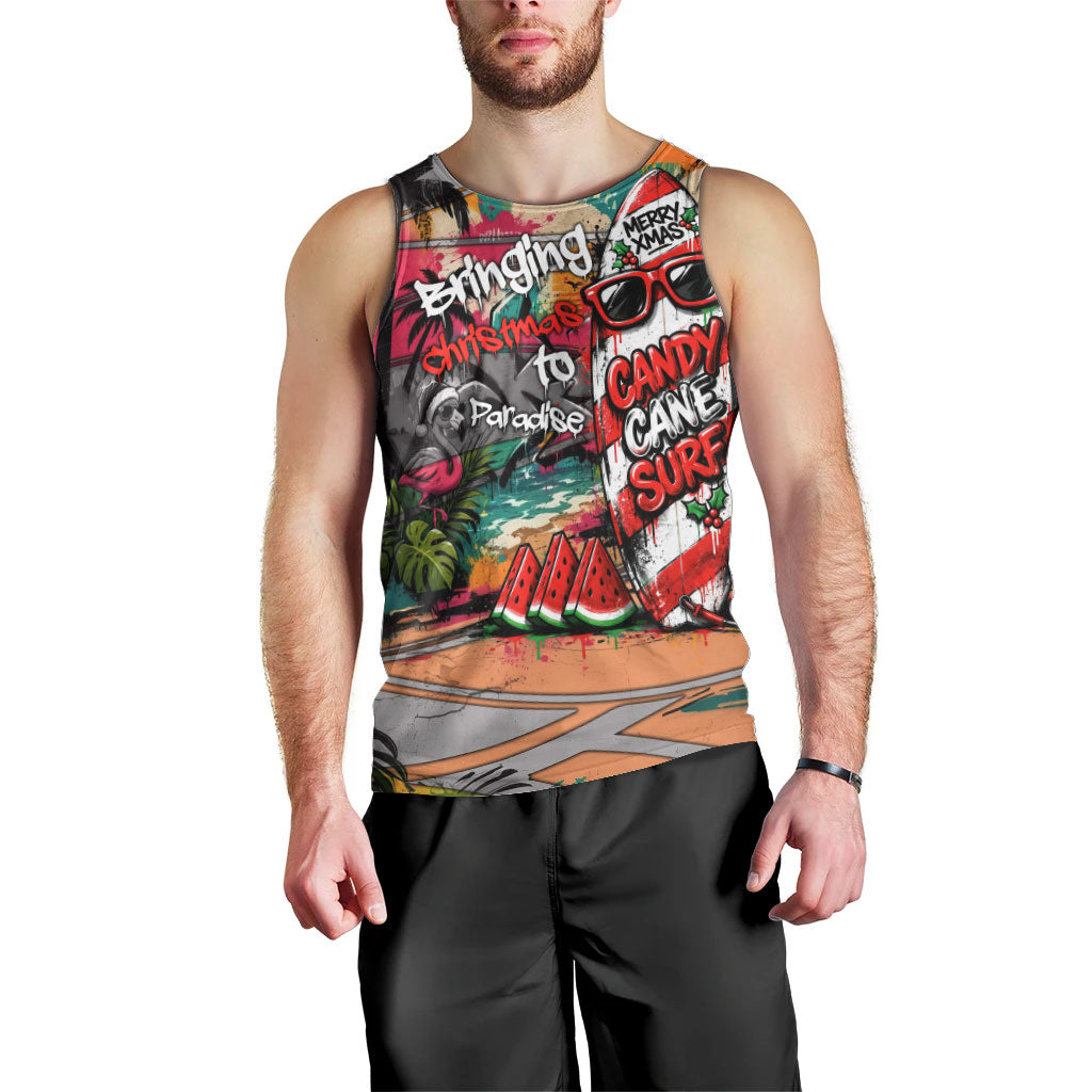 Tropical Christmas In July Candy Cane Surf Men Tank Top Vibrant Street Art Beach Graffiti Graphic TS04 - Polynesian Pride