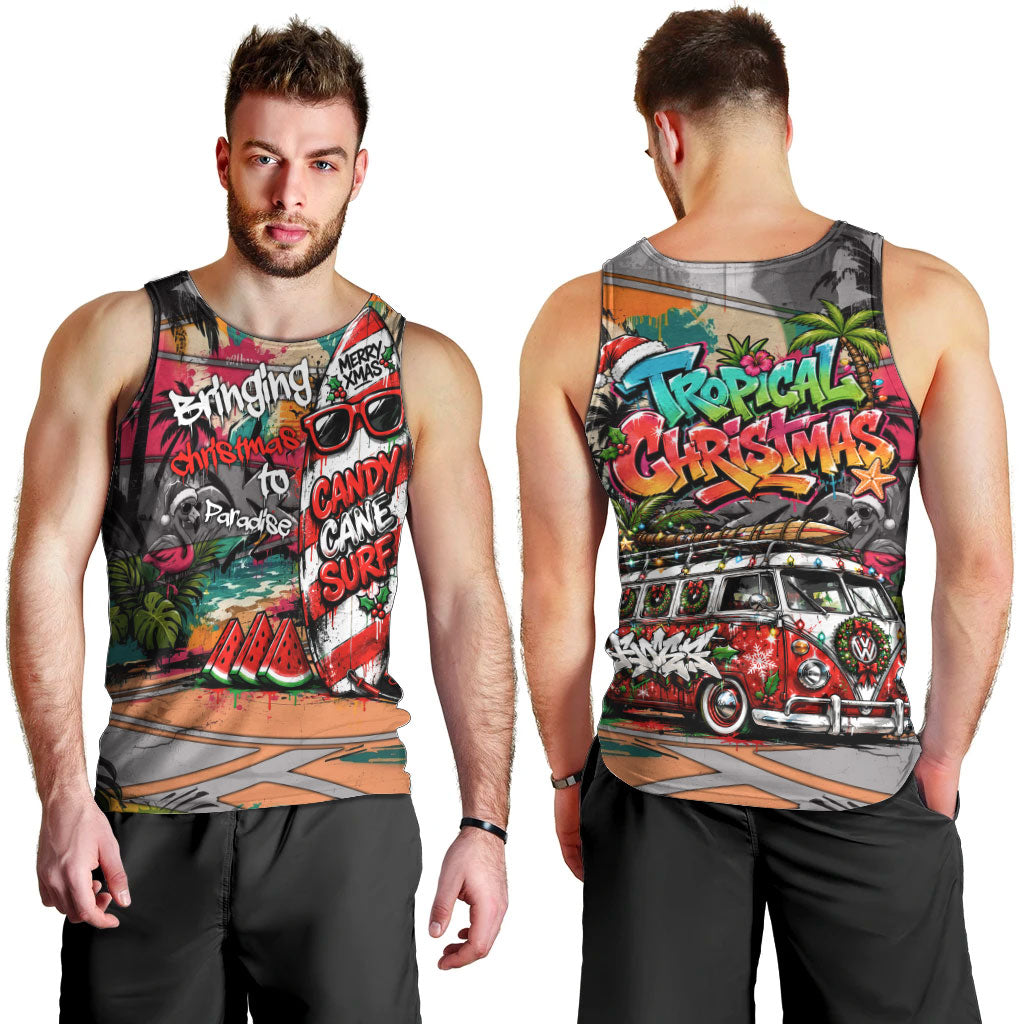 Tropical Christmas In July Candy Cane Surf Men Tank Top Vibrant Street Art Beach Graffiti Graphic TS04 - Polynesian Pride