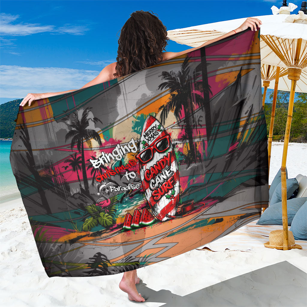 Tropical Christmas In July Candy Cane Surf Sarong Vibrant Street Art Beach Graffiti Graphic TS04 One Size 44 x 66 inches Orange Grey - Polynesian Pride