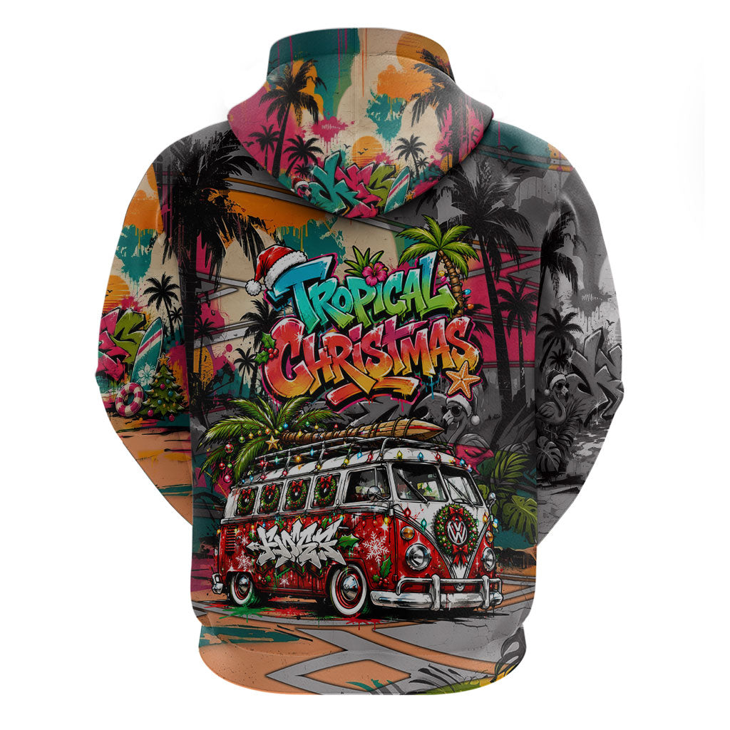 Tropical Christmas In July Candy Cane Surf Zip Hoodie Vibrant Street Art Beach Graffiti Graphic TS04 - Polynesian Pride