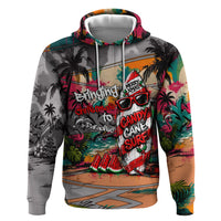 Tropical Christmas In July Candy Cane Surf Zip Hoodie Vibrant Street Art Beach Graffiti Graphic TS04 Pullover Hoodie Orange Grey - Polynesian Pride