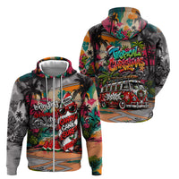Tropical Christmas In July Candy Cane Surf Zip Hoodie Vibrant Street Art Beach Graffiti Graphic TS04 - Polynesian Pride