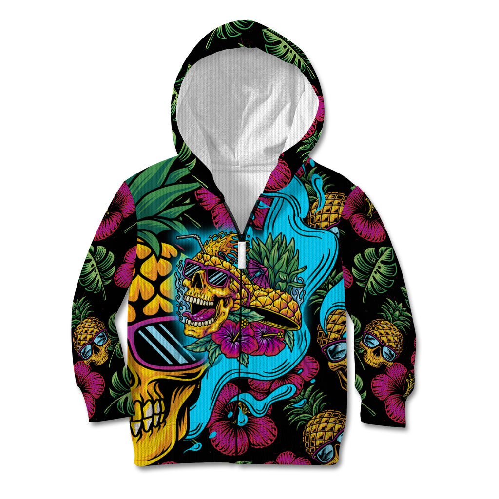 Pineapple Skull Kid Hoodie Sumer Time TS04 Zip Hoodie Multicolor - Polynesian Pride