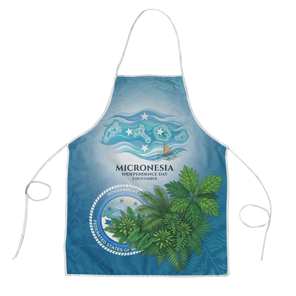 Micronesia Independence Day Apron FSM Patriotic Pacific Island Nan Madol Ruins Seabird Tropical TS04 Blue Green - Polynesian Pride
