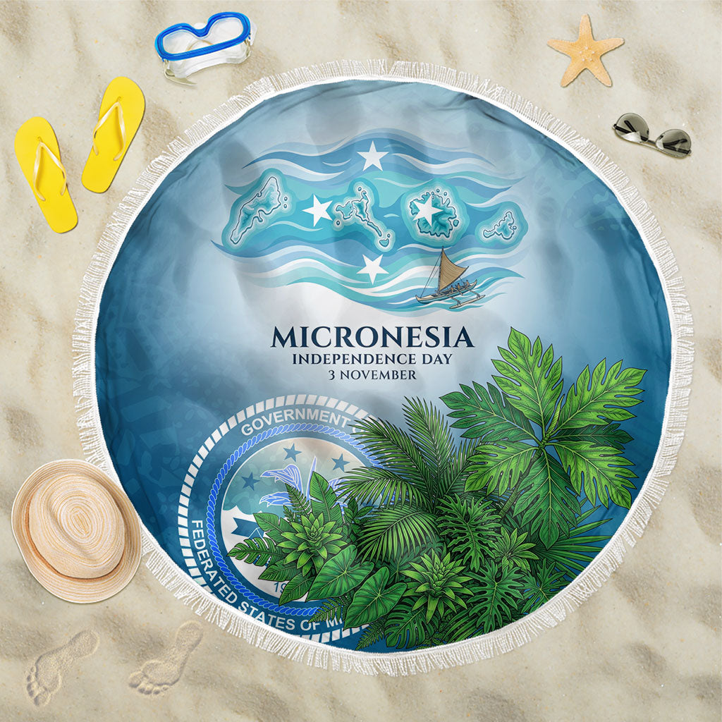 Micronesia Independence Day Beach Blanket FSM Patriotic Pacific Island Nan Madol Ruins Seabird Tropical TS04 One Size 150cm Blue Green - Polynesian Pride