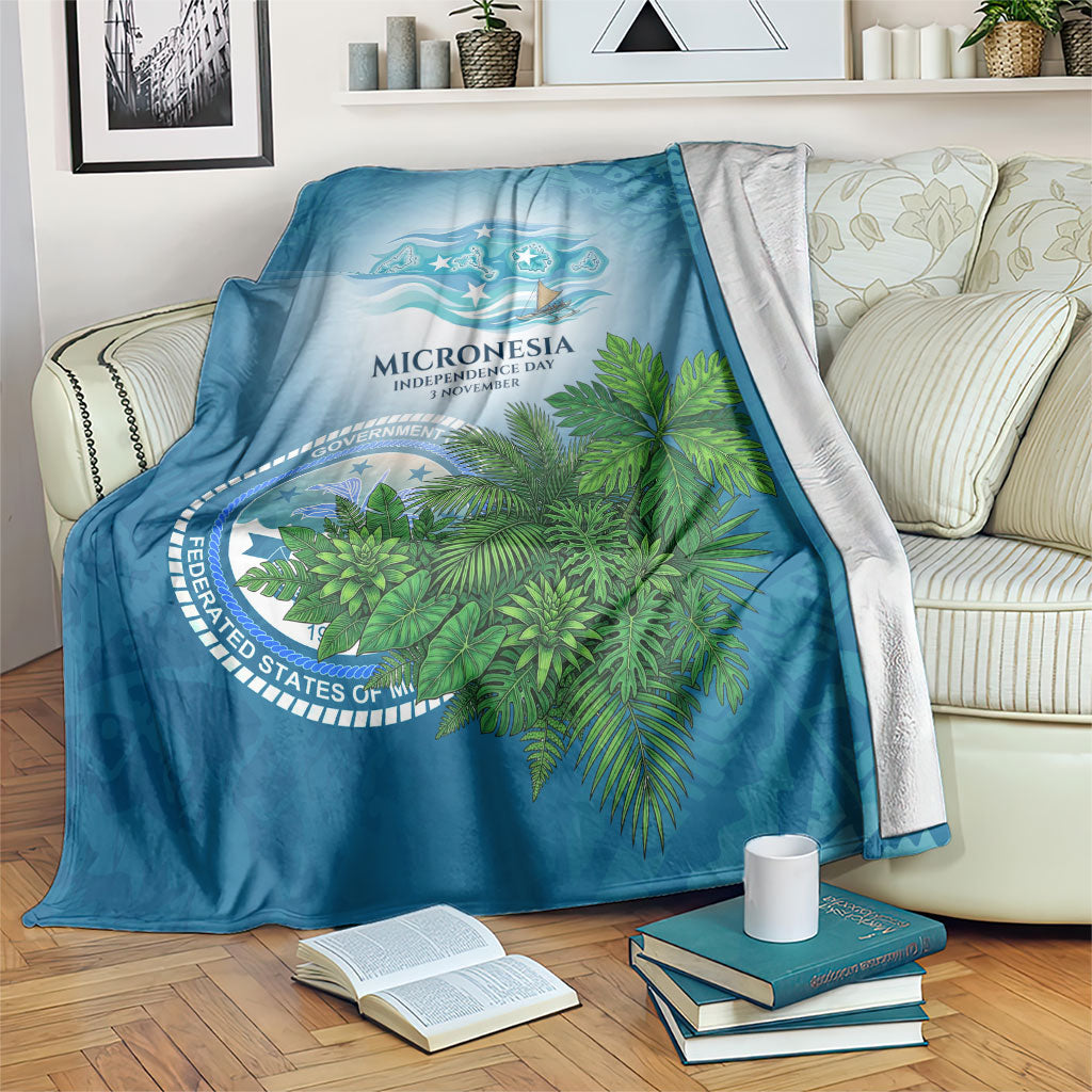Micronesia Independence Day Blanket FSM Patriotic Pacific Island Nan Madol Ruins Seabird Tropical TS04 Blue Green - Polynesian Pride