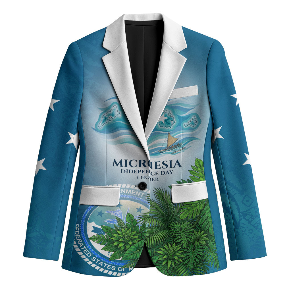 Micronesia Independence Day Blazer FSM Patriotic Pacific Island Nan Madol Ruins Seabird Tropical TS04 Unisex Blue Green - Polynesian Pride