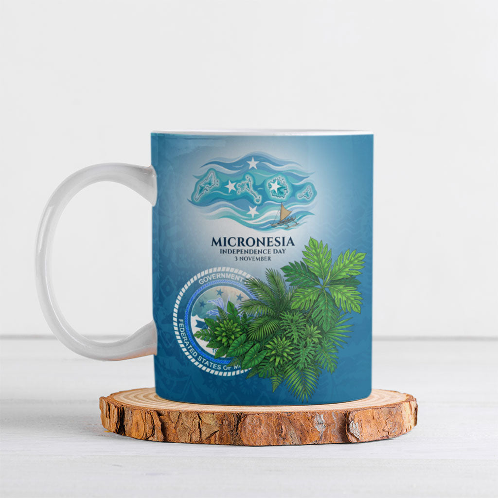 Micronesia Independence Day Ceramic Mug FSM Patriotic Pacific Island Nan Madol Ruins Seabird Tropical TS04 Blue Green - Polynesian Pride
