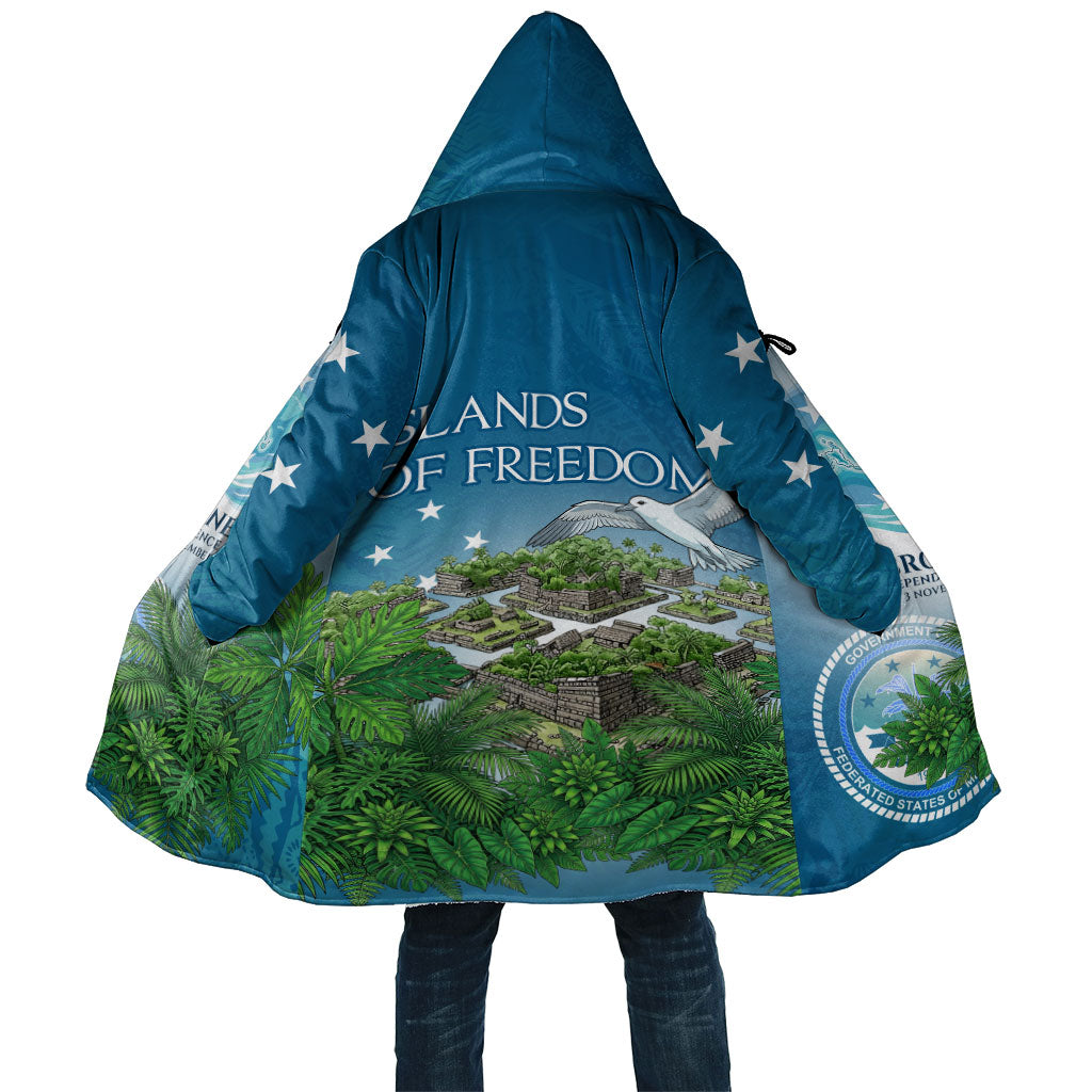 Micronesia Independence Day Cloak FSM Patriotic Pacific Island Nan Madol Ruins Seabird Tropical TS04 Unisex Blue Green - Polynesian Pride