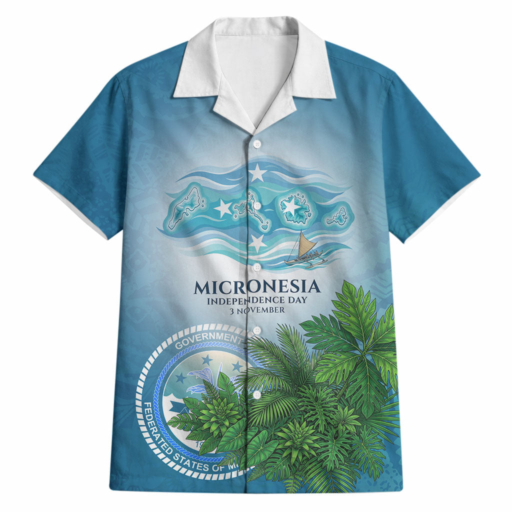 Micronesia Independence Day Hawaiian Shirt FSM Patriotic Pacific Island Nan Madol Ruins Seabird Tropical TS04 Blue Green - Polynesian Pride