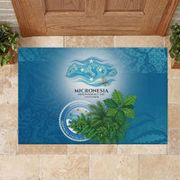 Micronesia Independence Day Rubber Doormat FSM Patriotic Pacific Island Nan Madol Ruins Seabird Tropical TS04 Blue Green - Polynesian Pride