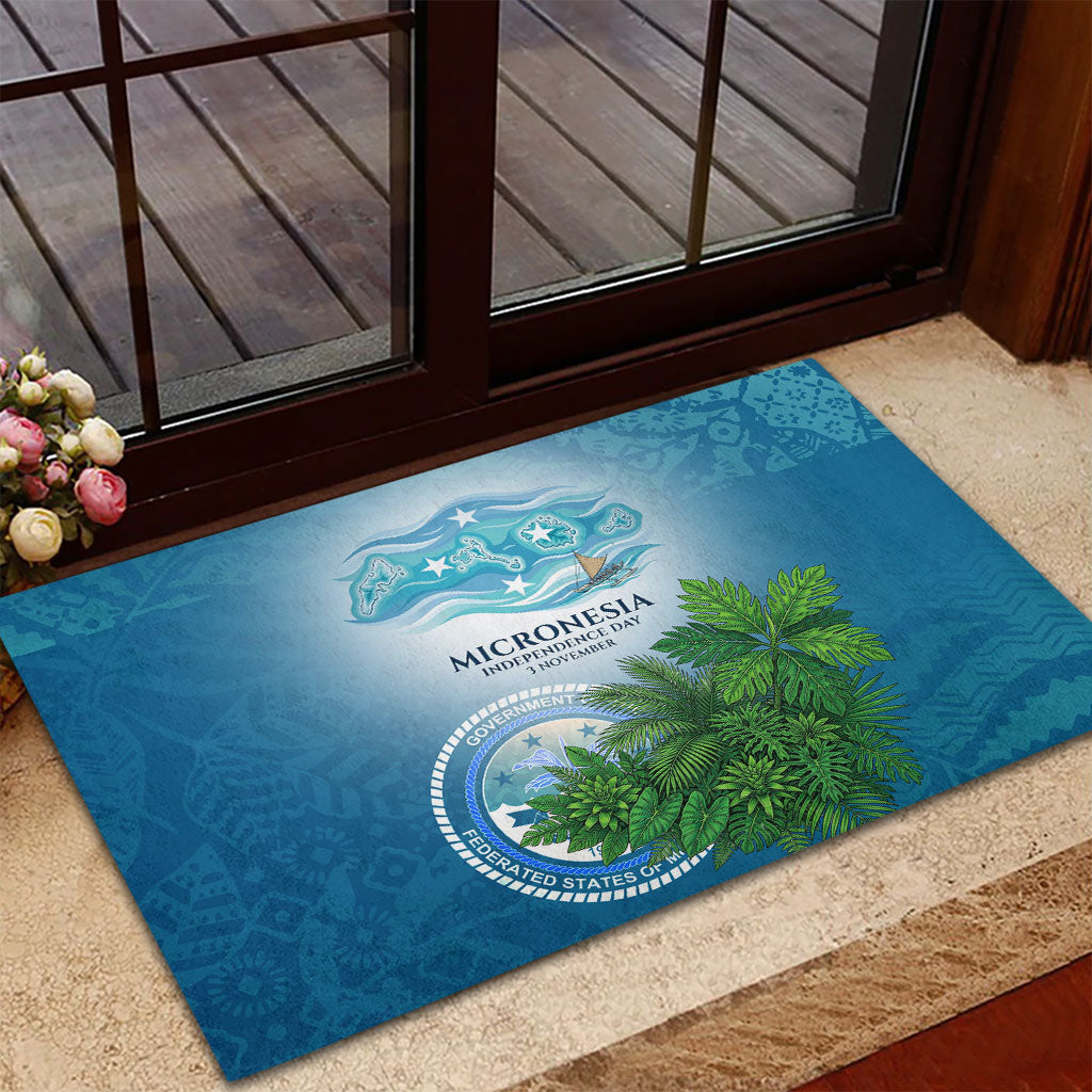 Micronesia Independence Day Rubber Doormat FSM Patriotic Pacific Island Nan Madol Ruins Seabird Tropical TS04 - Polynesian Pride
