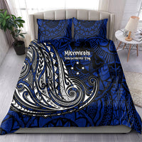 Micronesia Independence Day FSM Bedding Set Tribal Tattoo Pattern Flag Seal Heritage