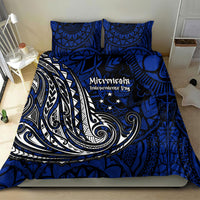 Micronesia Independence Day FSM Bedding Set Tribal Tattoo Pattern Flag Seal Heritage