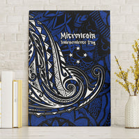Micronesia Independence Day FSM Canvas Wall Art Tribal Tattoo Pattern Flag Seal Heritage TS04 Without Frame Blue Black - Polynesian Pride