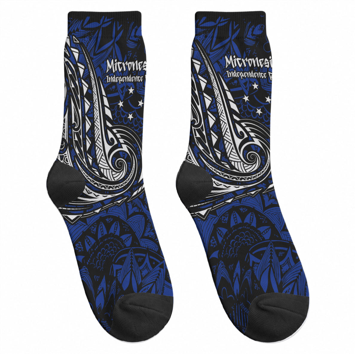 Micronesia Independence Day FSM Crew Socks Tribal Tattoo Pattern Flag Seal Heritage TS04 - Polynesian Pride