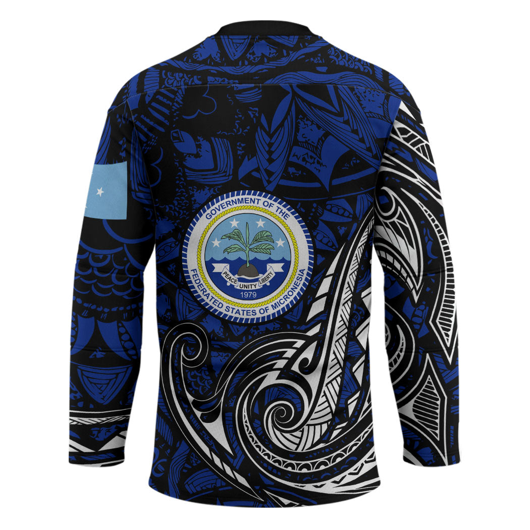 Micronesia Independence Day FSM Hockey Jersey Tribal Tattoo Pattern Flag Seal Heritage TS04 - Polynesian Pride
