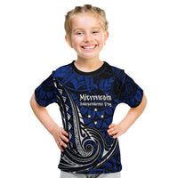 Micronesia Independence Day FSM Kid T Shirt Tribal Tattoo Pattern Flag Seal Heritage TS04 Blue Black - Polynesian Pride
