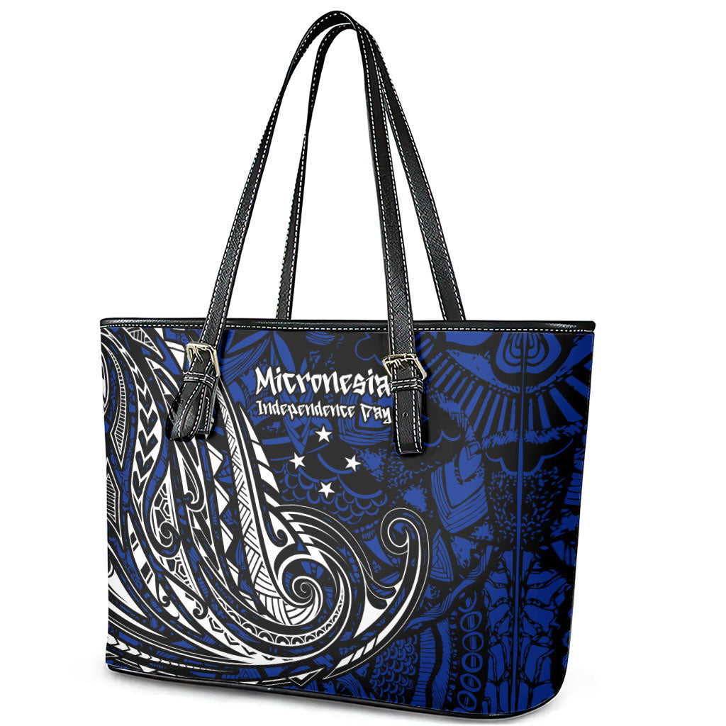 Micronesia Independence Day FSM Leather Tote Bag Tribal Tattoo Pattern Flag Seal Heritage TS04 - Polynesian Pride