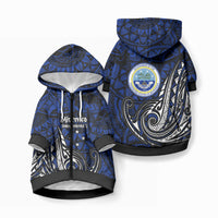 Micronesia Independence Day FSM Pet Hoodie Tribal Tattoo Pattern Flag Seal Heritage TS04 Zip-up Blue Black - Polynesian Pride