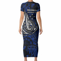 Micronesia Independence Day FSM Short Sleeve Bodycon Dress Tribal Tattoo Pattern Flag Seal Heritage TS04 - Polynesian Pride