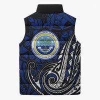 Micronesia Independence Day FSM Sleeveless Puffer Jacket Tribal Tattoo Pattern Flag Seal Heritage TS04 - Polynesian Pride