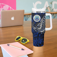 Micronesia Independence Day FSM Tumbler With Handle Tribal Tattoo Pattern Flag Seal Heritage TS04 - Polynesian Pride