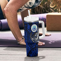 Micronesia Independence Day FSM Tumbler With Handle Tribal Tattoo Pattern Flag Seal Heritage TS04 - Polynesian Pride