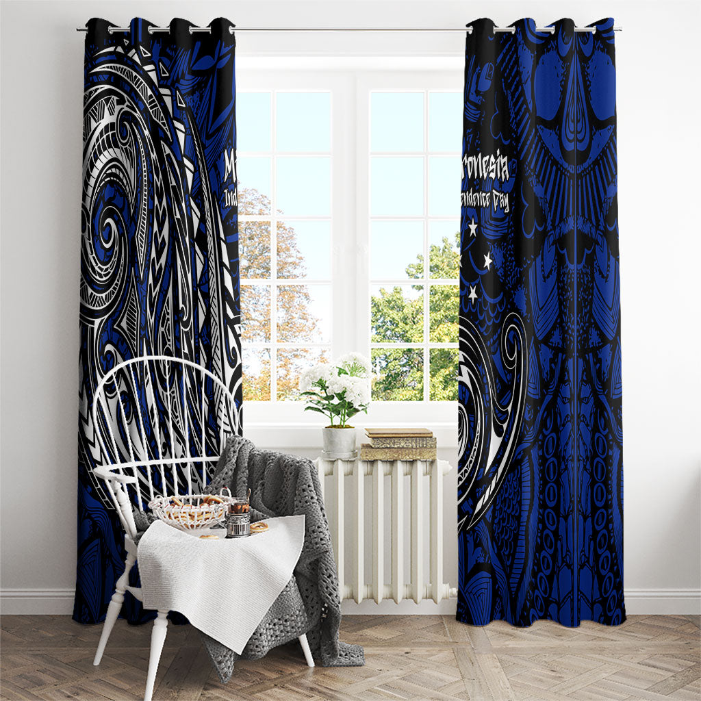Micronesia Independence Day FSM Window Curtain Tribal Tattoo Pattern Flag Seal Heritage