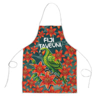 Fiji Taveuni Parrot Apron Tropical Waterfall Landscape With Floral Tribal Pattern TS04 Green Orange - Polynesian Pride