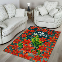 Fiji Taveuni Parrot Area Rug Tropical Waterfall Landscape With Floral Tribal Pattern TS04 - Polynesian Pride