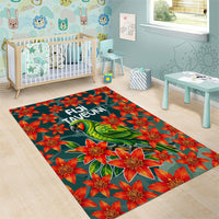Fiji Taveuni Parrot Area Rug Tropical Waterfall Landscape With Floral Tribal Pattern TS04 - Polynesian Pride