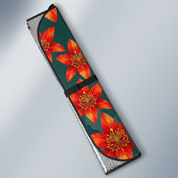 Fiji Taveuni Parrot Auto Sun Shade Tropical Waterfall Landscape With Floral Tribal Pattern TS04 - Polynesian Pride