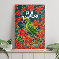 Fiji Taveuni Parrot Canvas Wall Art Tropical Waterfall Landscape With Floral Tribal Pattern TS04 - Polynesian Pride