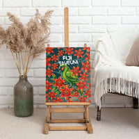 Fiji Taveuni Parrot Canvas Wall Art Tropical Waterfall Landscape With Floral Tribal Pattern TS04 - Polynesian Pride