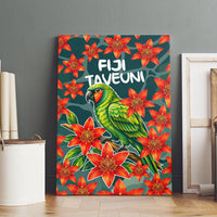 Fiji Taveuni Parrot Canvas Wall Art Tropical Waterfall Landscape With Floral Tribal Pattern TS04 - Polynesian Pride