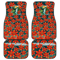 Fiji Taveuni Parrot Car Mats Tropical Waterfall Landscape With Floral Tribal Pattern TS04 - Polynesian Pride