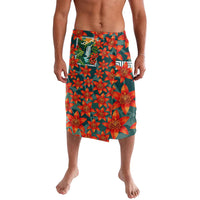 Fiji Taveuni Parrot Lavalava Tropical Waterfall Landscape With Floral Tribal Pattern TS04 Green Orange - Polynesian Pride