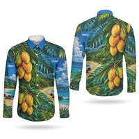 Hawaiian Mango Tropical Beach Couples Matching Tank Maxi Dress and Long Sleeve Button Shirt Scenic Island Nature Exotic Fruit Graphic TS04 - Polynesian Pride
