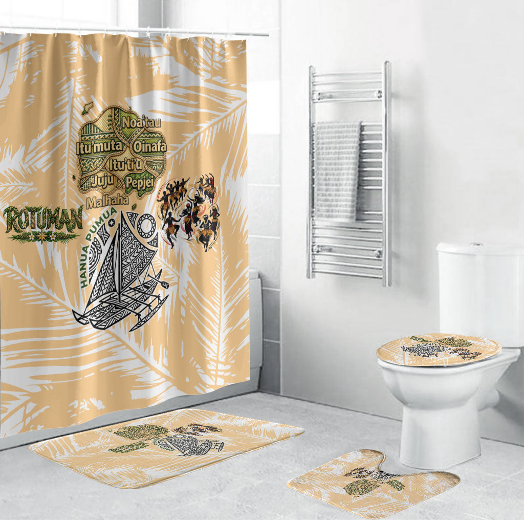 Rotuman Culture Island Pride Bathroom Set Traditional Polynesian Tribal Pattern With Island Map