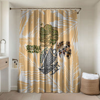 Rotuman Culture Island Pride Bathroom Set Traditional Polynesian Tribal Pattern With Island Map TS04 Shower Curtain Only Yellow Beige - Polynesian Pride