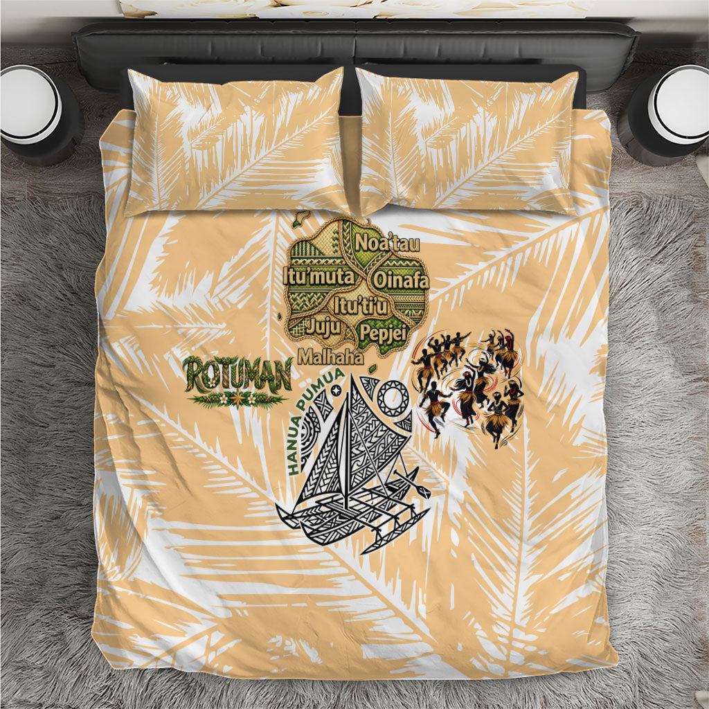 Rotuman Culture Island Pride Bedding Set Traditional Polynesian Tribal Pattern With Island Map