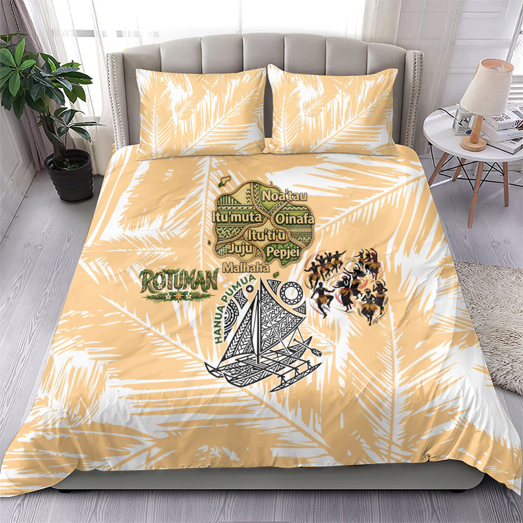 Rotuman Culture Island Pride Bedding Set Traditional Polynesian Tribal Pattern With Island Map