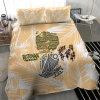 Rotuman Culture Island Pride Bedding Set Traditional Polynesian Tribal Pattern With Island Map