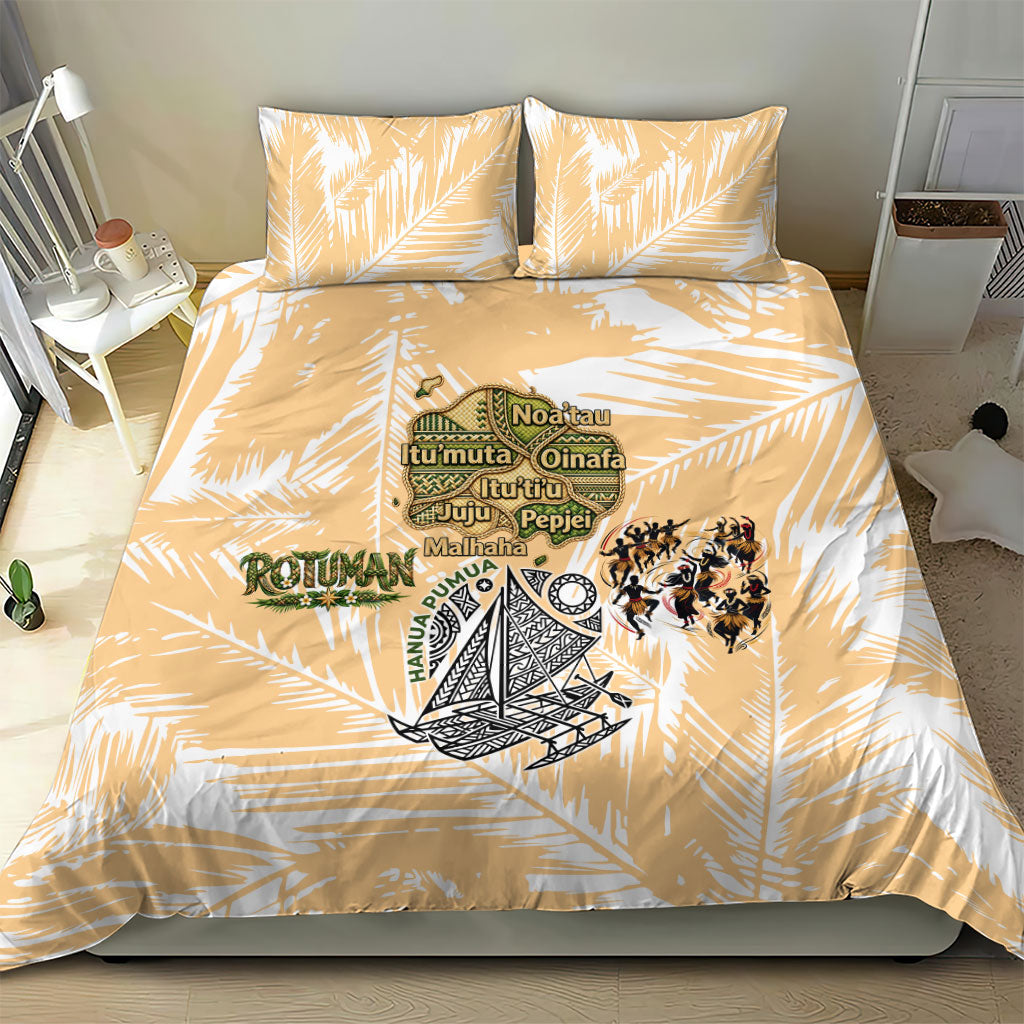 Rotuman Culture Island Pride Bedding Set Traditional Polynesian Tribal Pattern With Island Map